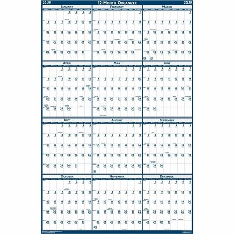 House of Doolittle Write-on Laminated Wall Planner - Professional - Julian Dates - Yearly - 12 Month - January 2025 - December 2