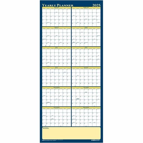 House of Doolittle Laminated Yearly Wall Planner - Julian Dates - Yearly - 12 Month - January 2025 - December 2025 - 60" x 26" S