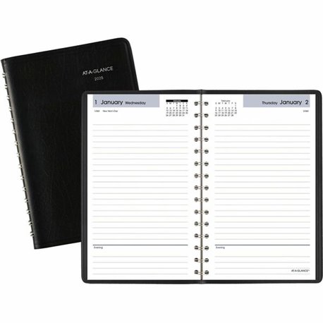 DayMinder Basic Daily Planner, Black, Small, 5" x 8" - Small Size - Julian Dates - Daily - 12 Month - January 2025 - December 20