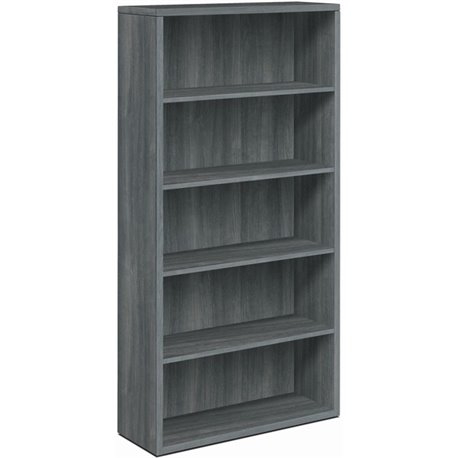 HON 10500 Bookcase - 36" x 13.1"71" - 5 Shelve(s) - Material: Laminate - Finish: Sterling Ash - Leveling Glide