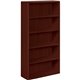 HON 105535 Bookcase - 36" x 13" x 1.1" x 71" - 5 Shelve(s) - Cove Edge - Material: Particleboard - Finish: Laminate, Mahogany - 