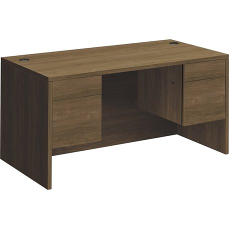 HON H10573 Double Pedestal Desk - 60" x 30"29.5" - 4 x Box, File Drawer(s) - Double Pedestal - Flat Edge - Finish: Pinnacle, Lam