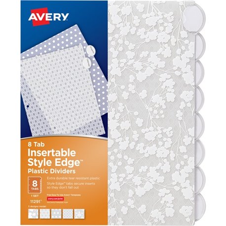 Avery Style Edge Insertable Plastic Dividers - 8 x Divider(s) - 8 Tab(s) - 8 - 8 Tab(s)/Set - 8.5" Divider Width x 11" Divider L