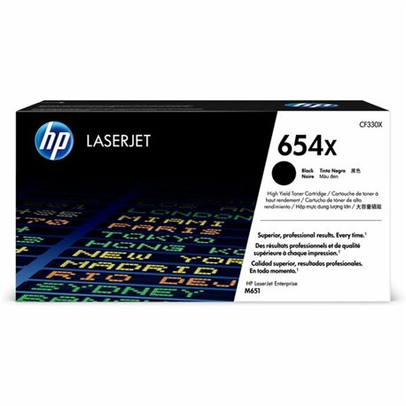 HP 654X (CF330X) Original High Yield Laser Toner Cartridge - Single Pack - Black - 1 Each - 19500 Pages