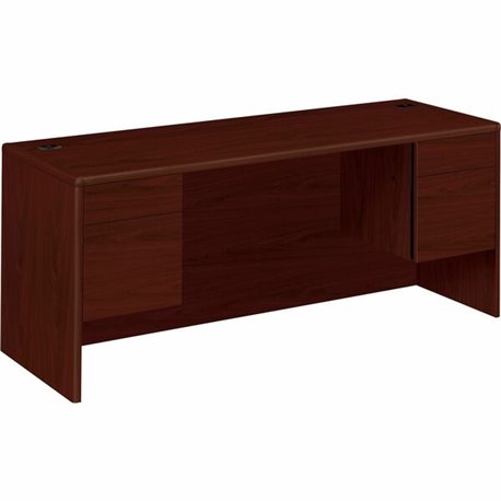 HON 10700 H10743 Pedestal Credenza - 72" x 24"29.5" - 4 x Box, File Drawer(s) - Double Pedestal - Waterfall Edge - Finish: Mahog