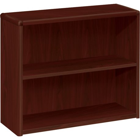 HON 10700 H10752 Bookcase - 36" x 13.1"29.6" - 2 Shelve(s) - Waterfall Edge - Finish: Mahogany