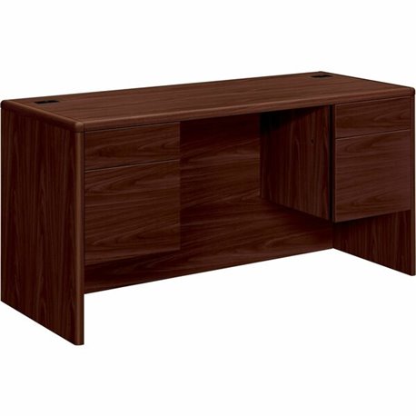 HON 10700 H10765 Pedestal Credenza - 60" x 24"29.5" - 4 x Box, File Drawer(s) - Double Pedestal - Waterfall Edge - Finish: Mahog