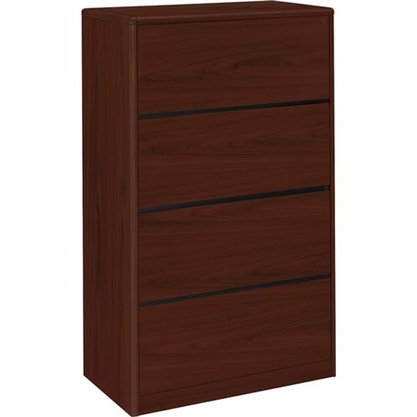 HON 10700 Series Lateral File 4 Drawers - 36" x 20"59.1" - 4 Drawer(s) - Waterfall Edge - Material: Laminate - Finish: Mahogany 