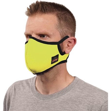 Skullerz 8802F(x) Contoured Face Mask with Filter - Small/Medium Size - Cotton Twill, Polyester - Lime - Breathable, Adjustable 