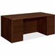 HON 10700 H10799 Pedestal Desk - 72" x 36"29.5" - 5 x Box, File Drawer(s) - Double Pedestal - Waterfall Edge - Finish: Mahogany