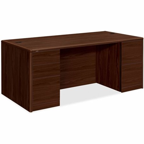 HON 10700 H10799 Pedestal Desk - 72" x 36"29.5" - 5 x Box, File Drawer(s) - Double Pedestal - Waterfall Edge - Finish: Mahogany