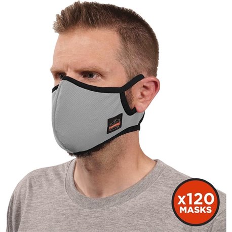 Skullerz 8802F(x)-Case Contoured Face Mask with Filter - Small/Medium Size - Cotton Twill, Polyester - Gray - Breathable, Adjust