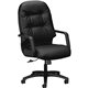 HON Pillow-Soft Executive Chair - Black Leather Seat - Fiber Back - Black Steel Frame - 5-star Base - Black - 1 Each