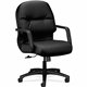 HON Pillow-Soft Chair - Black Leather Seat - Black Leather Back - Black Frame - Mid Back - 5-star Base - Black