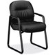 HON Pillow-Soft Guest Chair, Leather - Black Leather Seat - Fiber Back - Black Frame - Sled Base - 1 Each