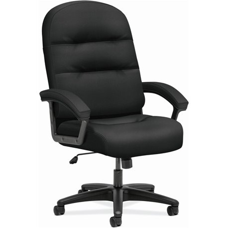 HON Pillow-Soft Executive High-Back Chair | Fixed Arms | Black Fabric - Black Plush Seat - Black Plush Back - Black Frame - High