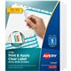 Avery Index Maker Index Divider - 25 x Divider(s) - Print-on Tab(s) - 5 - 5 Tab(s)/Set - 9.3" Divider Width x 11.25" Divider Len