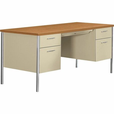 HON 34000 H34962 Pedestal Desk - 60" x 30"29.5" - 4 x Box, File Drawer(s) - Double Pedestal - Material: Steel - Finish: Harvest,