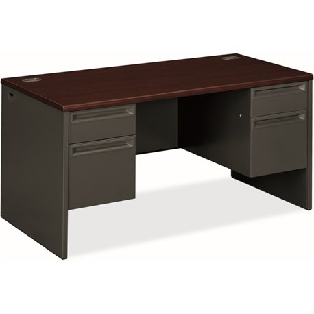 HON 38000 H38155 Pedestal Desk - 60" x 30"29.5" - 4 x Box, File Drawer(s) - Double Pedestal - Waterfall Edge - Finish: Charcoal