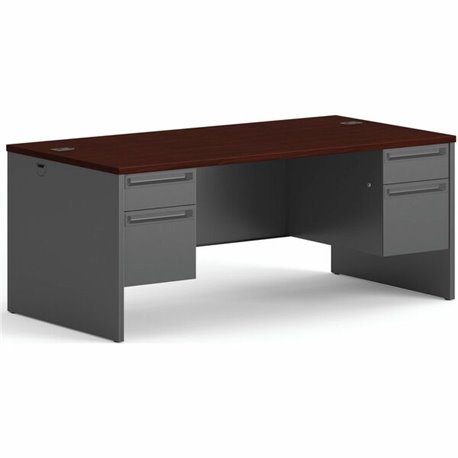 HON 38000 H38180 Pedestal Desk - 72" x 30"29.5" - 4 x Box, File Drawer(s) - Double Pedestal - Waterfall Edge - Finish: Charcoal