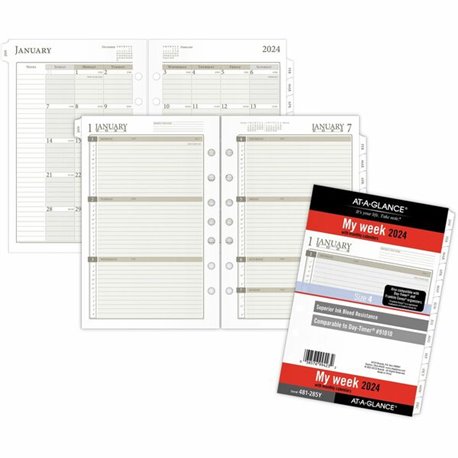 At-A-Glance 2024 Weekly Monthly Planner Refill, Loose-Leaf, Desk Size, 5 1/2" x 8 1/2" - Julian Dates - Weekly, Monthly - 1 Year