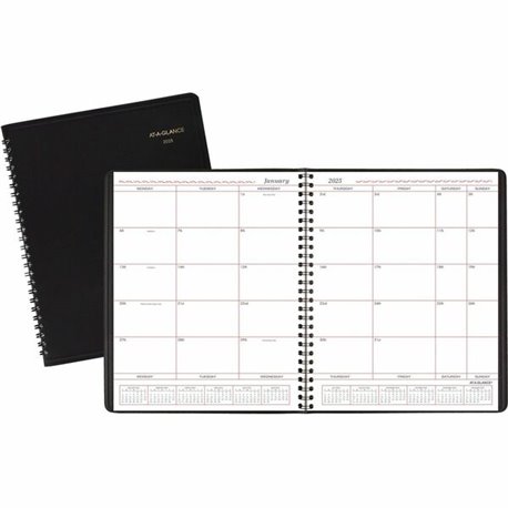 At-A-Glance Planner - Monthly - 1 Year - January 2025 - December 2025 - 1 Month Double Page Layout - 8" x 10" Sheet Size - Wire 