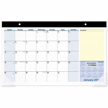 At-A-Glance QuickNotes 2024 Compact Monthly Desk Pad Calendar, Compact, 18" x 11" - Standard Size - Julian Dates - Monthly - 13 