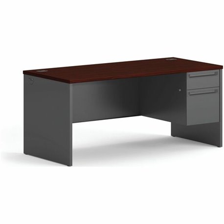 HON 38000 H38291R Pedestal Desk - 66" x 30"29.5" - 2 x Box, File Drawer(s)Right Side - Waterfall Edge - Finish: Charcoal