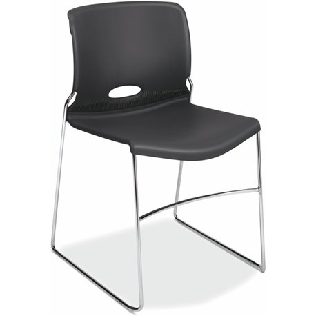 HON Olson Chair - Plastic Seat - Lava Plastic Back - Chrome Steel Frame - Lava - Plastic - 4 / Carton