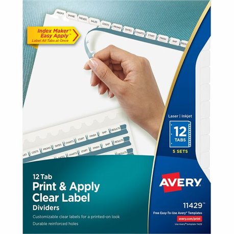 Avery Easy Peel Inkjet Printer Mailing Labels - Permanent Adhesive - Rectangle - Inkjet - Clear - Film - 10 / Sheet - 50 Total S