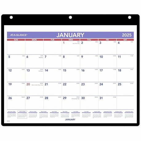 At-A-Glance Monthly Desk Wall Calendar with Jacket, Small, 11" x 8" - Small Size - Julian Dates - Monthly - 12 Month - January 2