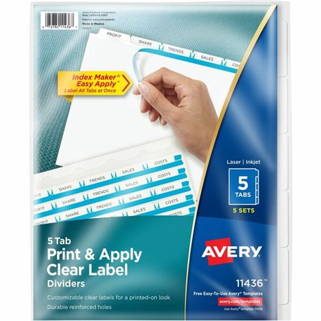 Avery High-Speed Copier Print-On Tabs - 150 x Divider(s) - Print-on Tab(s) - 5 - 5 Tab(s)/Set - 8.5" Divider Width x 11" Divider