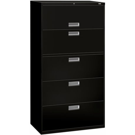 HON Brigade 600 H685 Lateral File - 36" x 18"67" - 5 Drawer(s) - Finish: Black