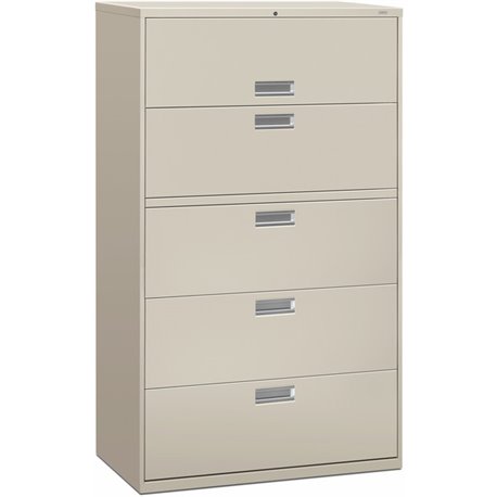 HON Brigade 600 H695 Lateral File - 42" x 18"64" - 5 Drawer(s) - Finish: Light Gray