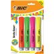 BIC Brite Liner Grip XL Highlighters, Assorted, 4 Pack - Chisel Marker Point Style - Fluorescent Assorted - 4 Pack