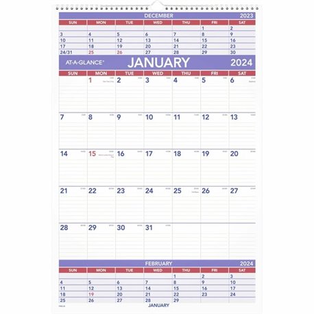 At-A-Glance 2-Month Wall Calendar - Large Size - Julian Dates - Monthly - 12 Month - January 2024 - December 2024 - 2 Month Sing