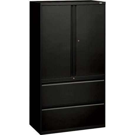 HON 800 Series Wide Lateral File with Storage Cabinet - 2-Drawer - 36" x 19.3" x 67" - 3 x Shelf(ves) - 2 x Drawer(s) for File -