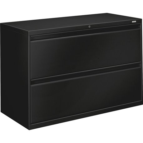 HON 800 Series Full-Pull Locking Lateral File - 2-Drawer - 42" x 19.3" x 28.4" - 2 x Drawer(s) - Lateral - Black - Baked Enamel 