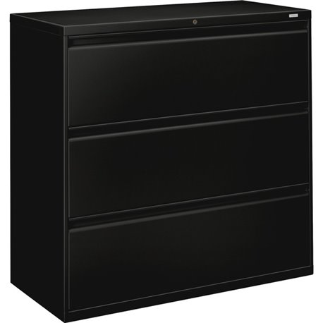 HON Brigade 800 Series Lateral File w/ Drawers - 2" x 18" x 52.5" - 3 x File Drawer(s) - Finish: Black, Baked Enamel