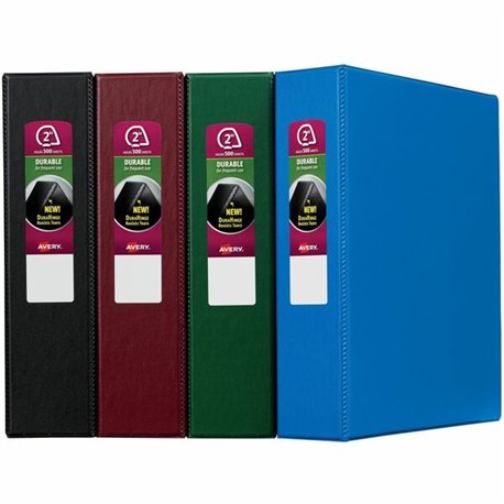 Avery Durable Binder - Letter - 8.5" x 11" - 500 Sheet - 2" Capacity - 12 / Carton - Black, Green, Burgundy, Royal Blue