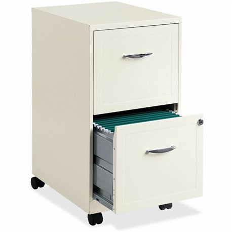 Hirsh Mobile File Cabinet - 14.2" x 18" x 26.5" - 2 x Drawer(s) for File - Letter - Vertical - Mobility, Glide Suspension, Locki