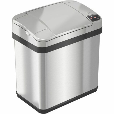 HLS Commercial Stainless Steel Sensor Trash Can - 2.50 gal Capacity - Rectangular - Touchless - Sensor, Fingerprint Resistant - 