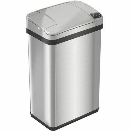 HLS Commercial Stainless Steel Sensor Trash Can - 4 gal Capacity - Rectangular - Touchless - Sensor, Fingerprint Resistant - 17.