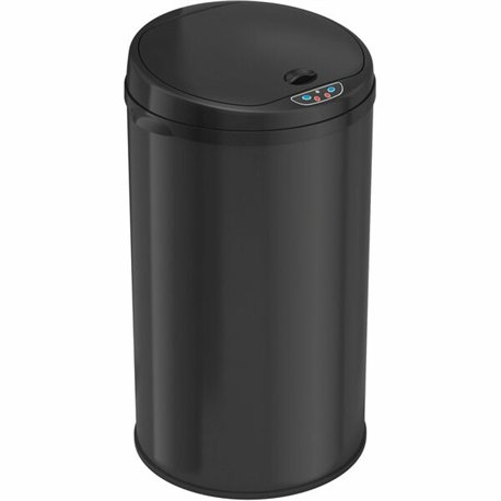 HLS Commercial 8-Gallon Sensor Trash Can - Hinged Lid - 8 gal Capacity - Round - Touchless - Sensor, Bacteria Resistant, Vented,