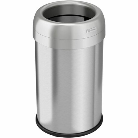 HLS Commercial Stainless Steel Open Top Trash Can - 13 gal Capacity - Round - Manual - Heavy Duty, Fingerprint Resistant, Bacter