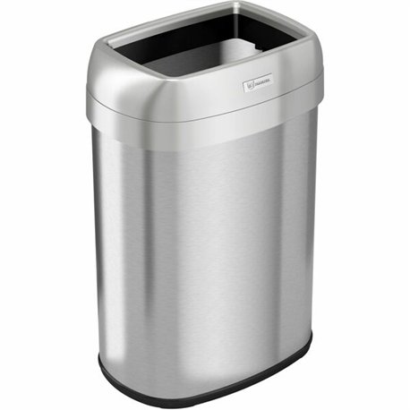 HLS Commercial Stainless Steel Open Top Trash Can - 13 gal Capacity - Elliptical - Manual - Heavy Duty, Fingerprint Resistant, B