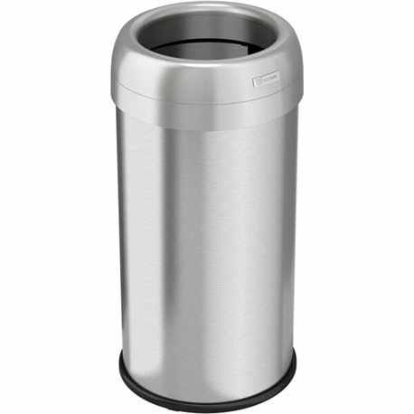 HLS Commercial Stainless Steel Open Top Trash Can - 16 gal Capacity - Round - Manual - Heavy Duty, Fingerprint Resistant, Bacter