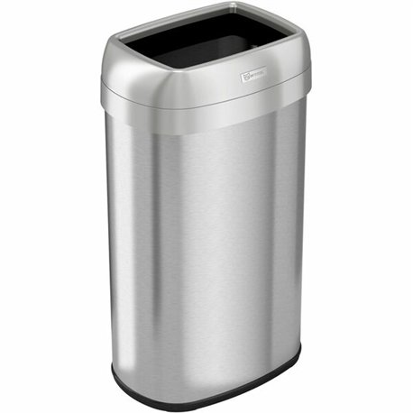 HLS Commercial Stainless Steel Open Top Trash Can - 16 gal Capacity - Elliptical - Manual - Heavy Duty, Fingerprint Resistant, B