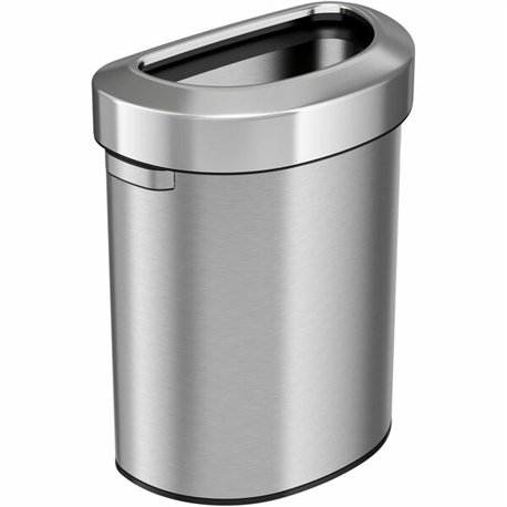 HLS Commercial Semi-Round Open Top Trash Can - 18 gal Capacity - Half-round - Fingerprint Proof, Smudge Resistant, Durable, Hand