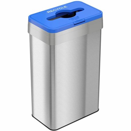 HLS Commercial Rectangular Open Top Recycle Bin/Lid - Push Button Opening - 21 gal Capacity - Rectangular - Smudge Resistant, Fi